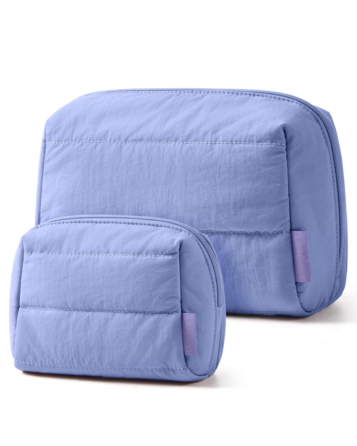 BAGSMART Small Makeup Bag, Puffy Wide-open Zipper Cosmetic Pouch, Pink