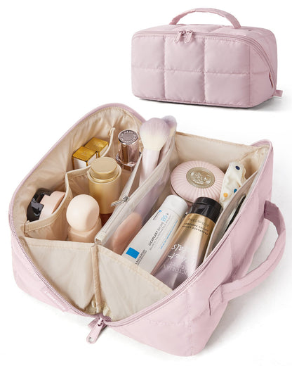 BAGSMART Easy-Access Makeup Bag, Water-Resistant Travel Toiletry Organizer