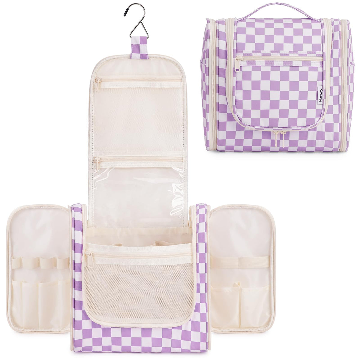 Narwey Hanging Travel Toiletry Bag for Women, Makeup Cosmetic Bag