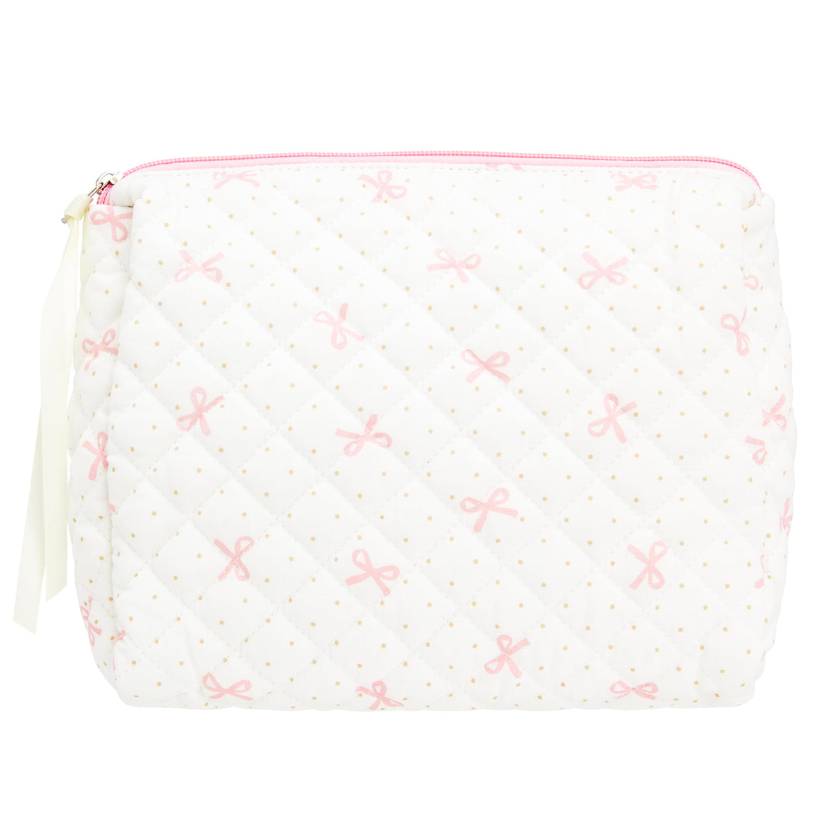 Quilted Makeup Bag for Women, Travel Cosmetic&Toiletry Bag,Gauze Heart