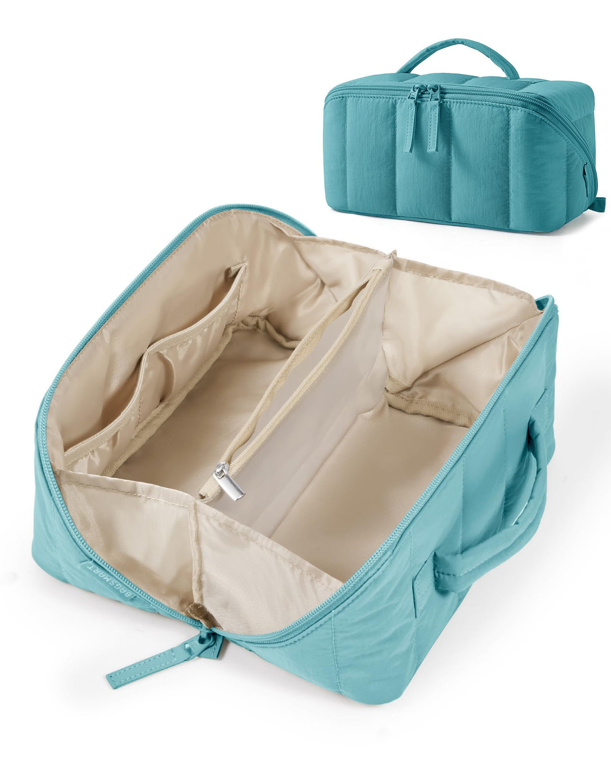 BAGSMART Puffy Travel Makeup Bag Toiletry Bag for Women, Black