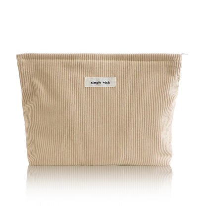 Wudygirl Makeup Bag for Women Travel Cosmetic Bag 10.5"x7.5" Beige