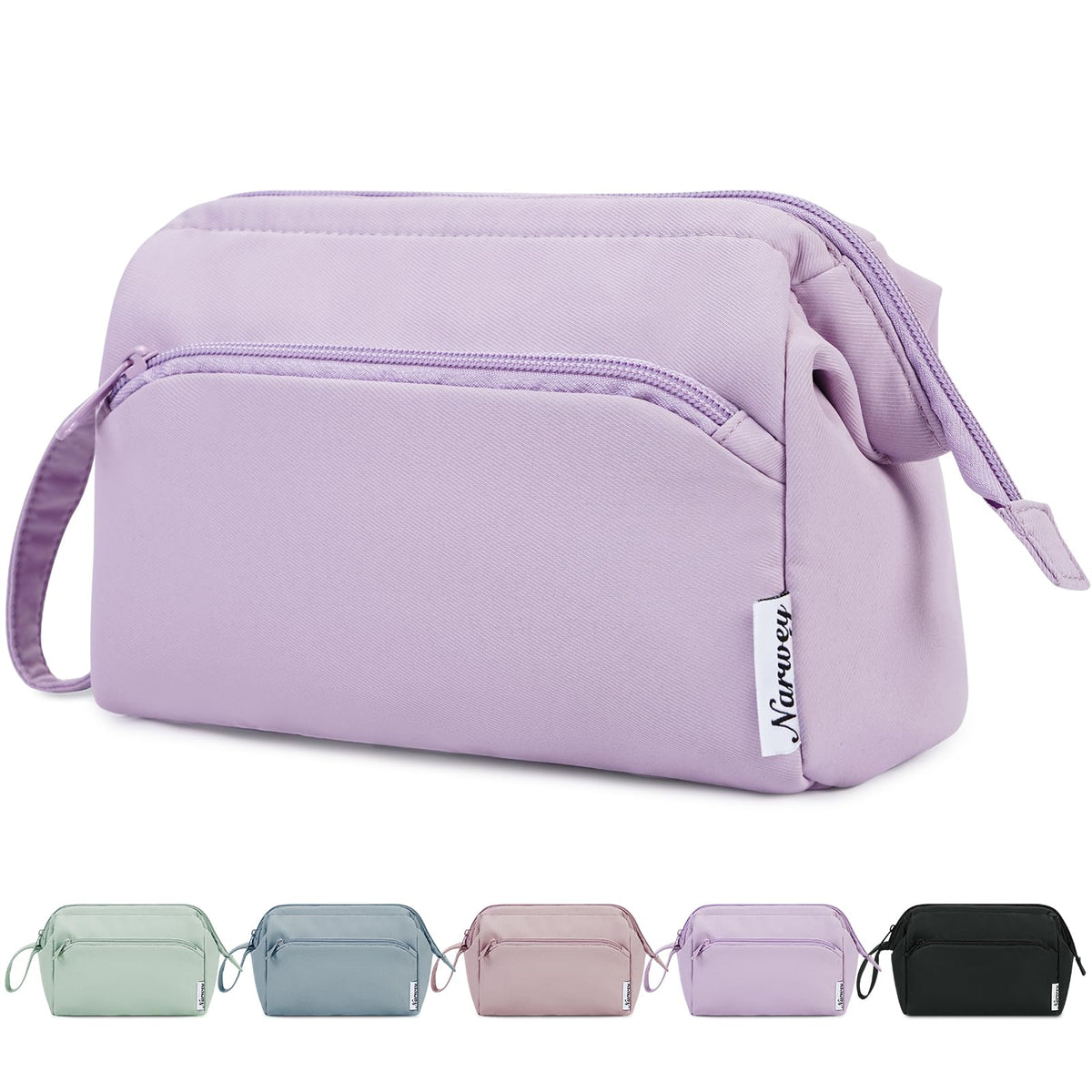 Narwey Travel Makeup Bag Toiletry Bag, Wide Open Cosmetic Bag for Women