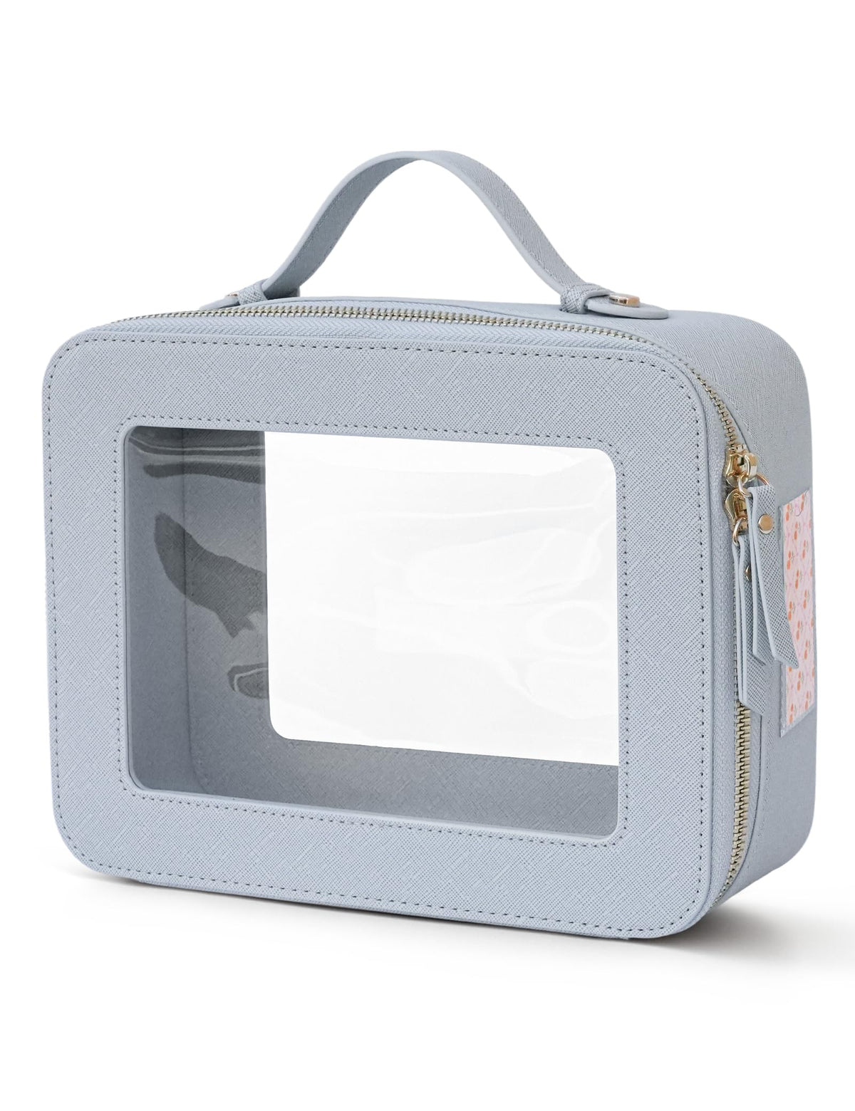 Popvibe Clear Makeup Case White Toiletry Bag Travel Large Clear Cosmetic Bag with Zipper, Big Make Up Bag Organizer Women Traveling TSA Approved Transparent Bag Car for Essentials