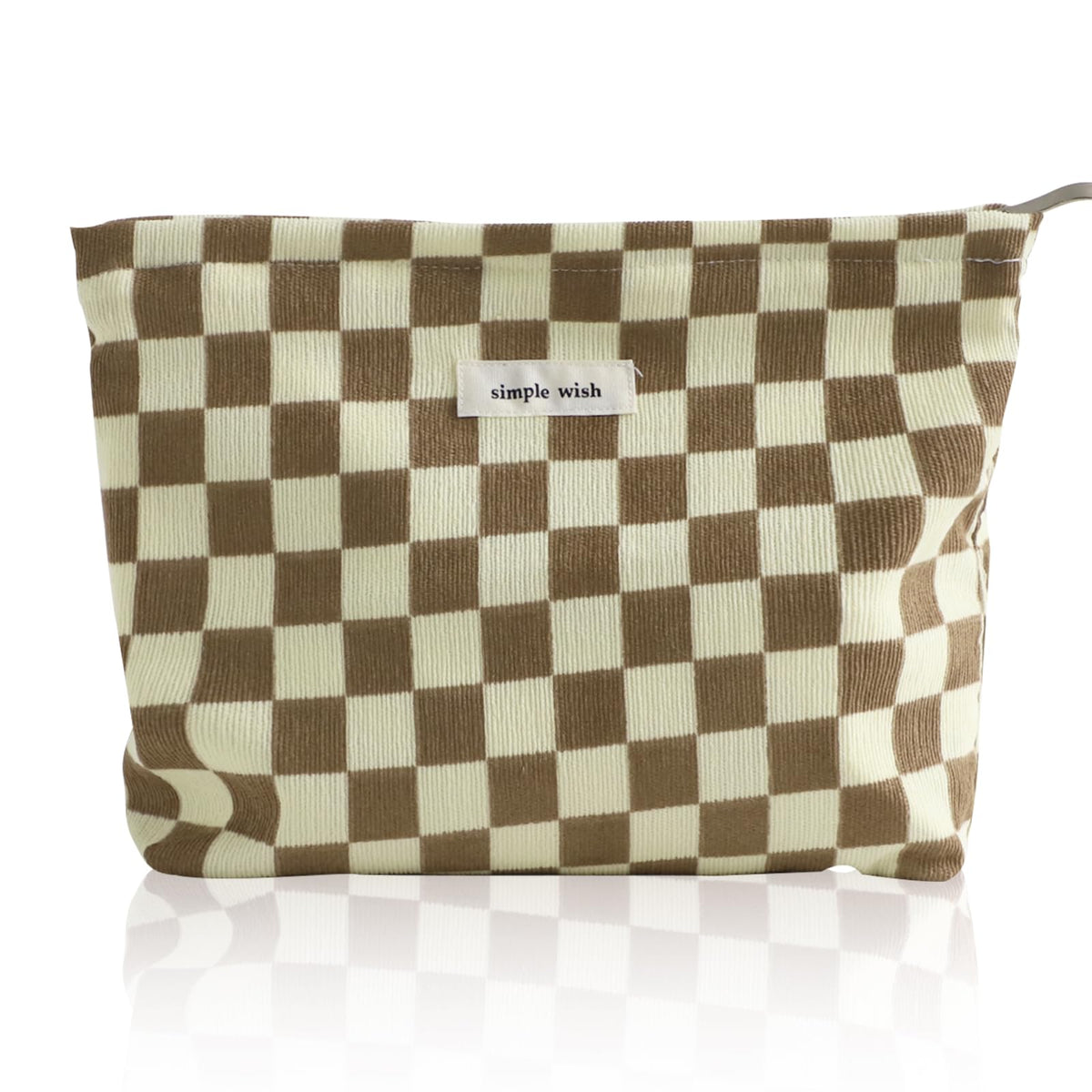Wudygirl Makeup Bag for Women Travel Cosmetic Bag 10.5"x7.5" Beige