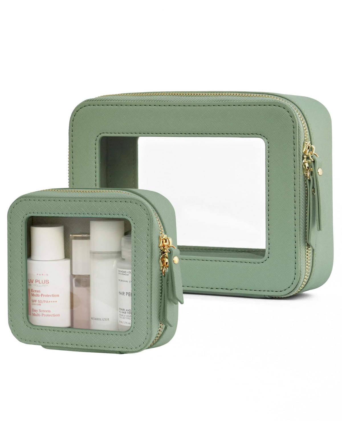 Popvibe Clear Makeup Case White Toiletry Bag Travel Large Clear Cosmetic Bag with Zipper, Big Make Up Bag Organizer Women Traveling TSA Approved Transparent Bag Car for Essentials