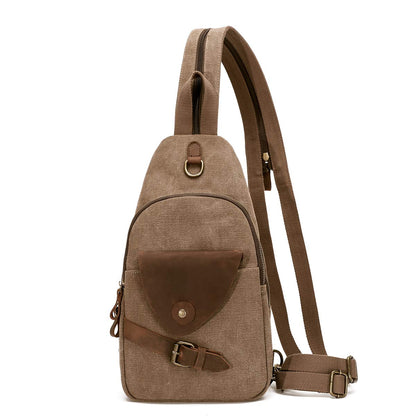 KL928 Canvas Sling Bag Crossbody Backpack Shoulder Casual Rucksack for Men Women,Rust Red