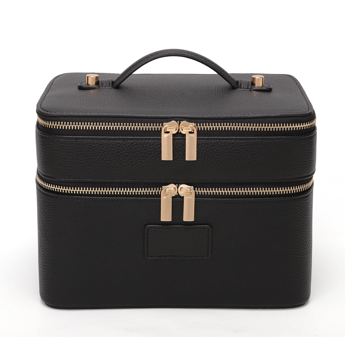 HiTotes Large Makeup Bag Duo Vanity Case for Women Leather Makeup Case Travel Toiletry Bag Portable Double Layer Cosmetic Bag