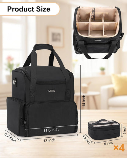 Relavel Large Makeup Bag with 4 Clear Bags, Professional Makeup Artist Bag