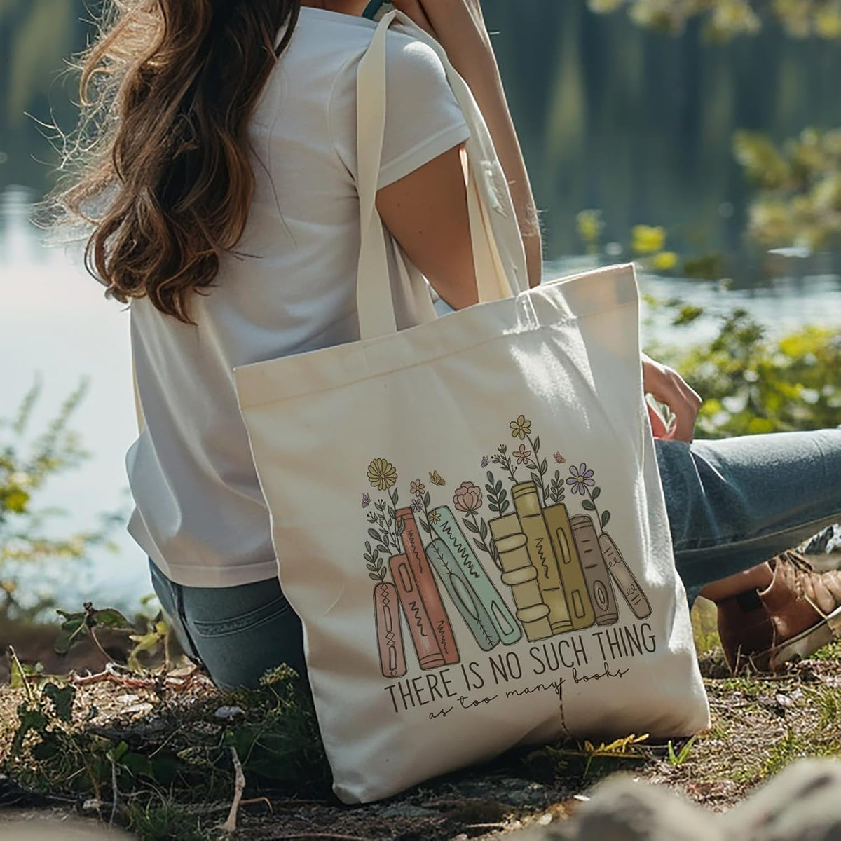Cute Canvas Tote Bag for Women, Aesthetic Reusable Shoulder Bag, Graphic Reusable Grocery Tote Bag for Shopping, Work