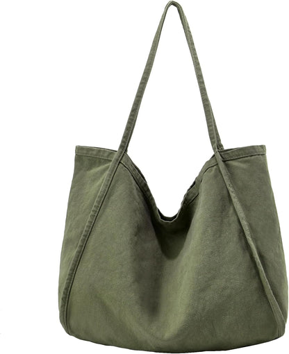 ALUDAPIJU Casual Canvas Tote Bag for Women Large Slouchy Hobo Shoulder Bag for Work Travel Tote Purse Handbags Message Bags