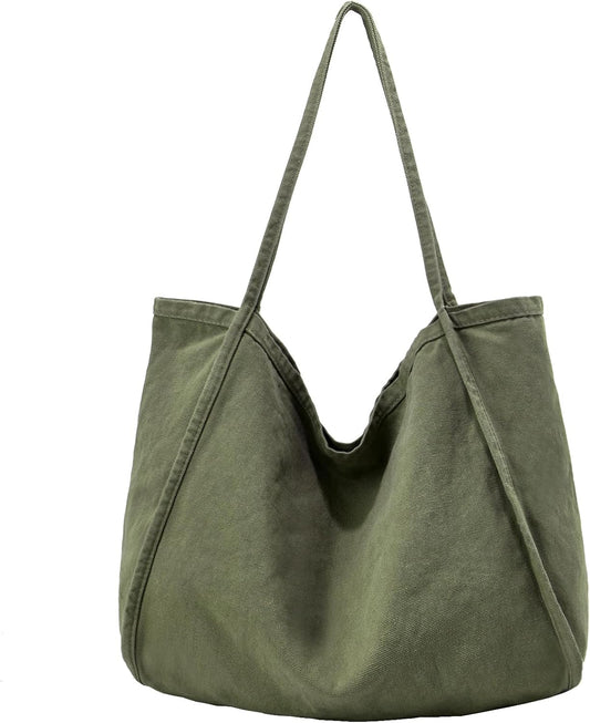 ALUDAPIJU Casual Canvas Tote Bag for Women Large Slouchy Hobo Shoulder Bag for Work Travel Tote Purse Handbags Message Bags