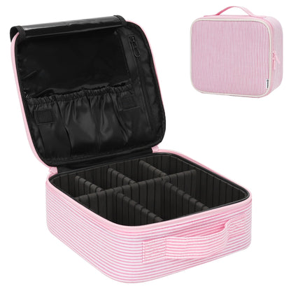Relavel Makeup Bag Travel Train Case Cosmetic Organizer with Divider, Black