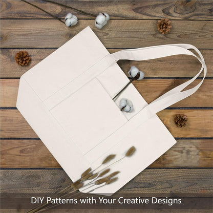 TOPDesign 1-Pack Canvas Tote Bag with an External Pocket, Reusable Grocery Shopping Bag, Top Zipper Closure, Daily Essentials (Natural)