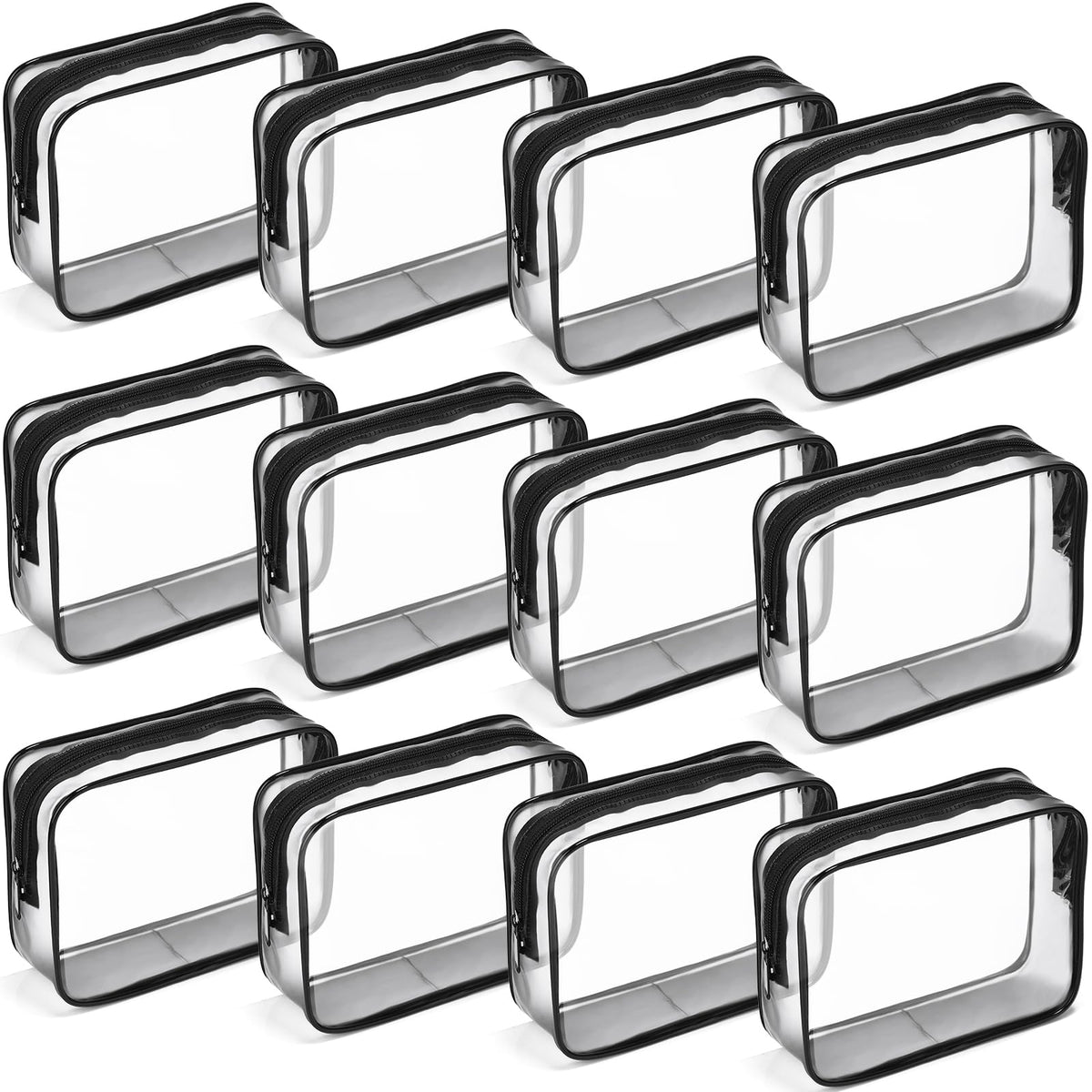 Weewooday 12 Pcs Clear Cosmetic Bags PVC Zipper,None