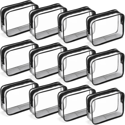 Weewooday 12 Pcs Clear Cosmetic Bags PVC Zipper,None