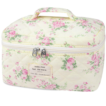 Gosect Large Makeup Bag, Cute Cosmetic Bag for Women Girls, Floral Coquette Aesthetic Toiletry Bag, Travel Make Up Organizer Bag (BDLH)