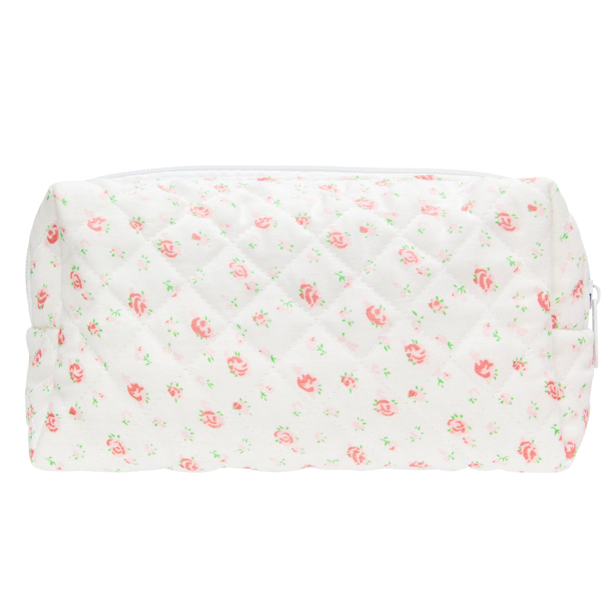 PAZIMIIK Small Quilted Makeup Bag,Zipper Cosmetic Pouch,Grey Floral