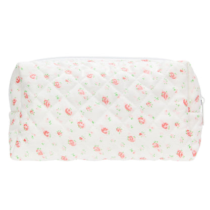 PAZIMIIK Small Quilted Makeup Bag,Zipper Cosmetic Pouch,Grey Floral