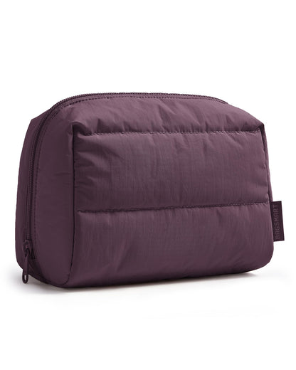 BAGSMART Small Makeup Bag, Puffy Wide-open Zipper Cosmetic Pouch, Pink