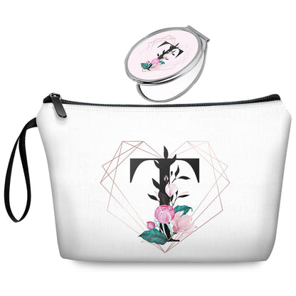 Initial G Bride Gifts for Women – Personalized Letter G Travel Makeup Bag Set with Mirror, Monogram G Cosmetic Pouch for Bridesmaid Maid of Honor Wedding Bridal Shower