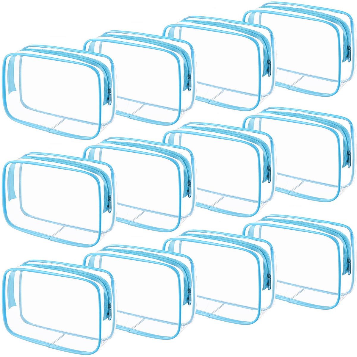 Weewooday 12 Pcs Clear Cosmetic Bags PVC Zipper,None