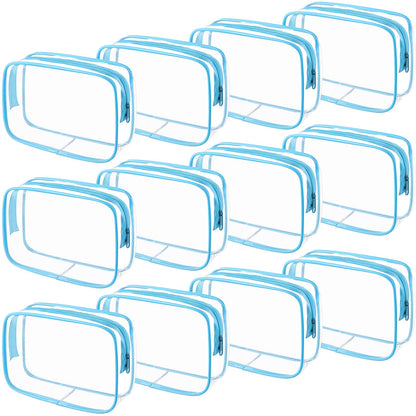 Weewooday 12 Pcs Clear Cosmetic Bags PVC Zipper,None