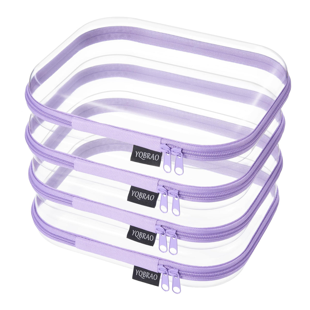 YQBRAO Clear Hard Shell Zipper Cases, 3 Large Travel Organizers, White