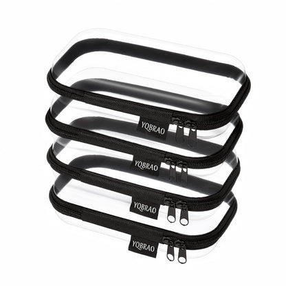 YQBRAO Clear Hard Shell Zipper Cases, 3 Large Travel Organizers, White