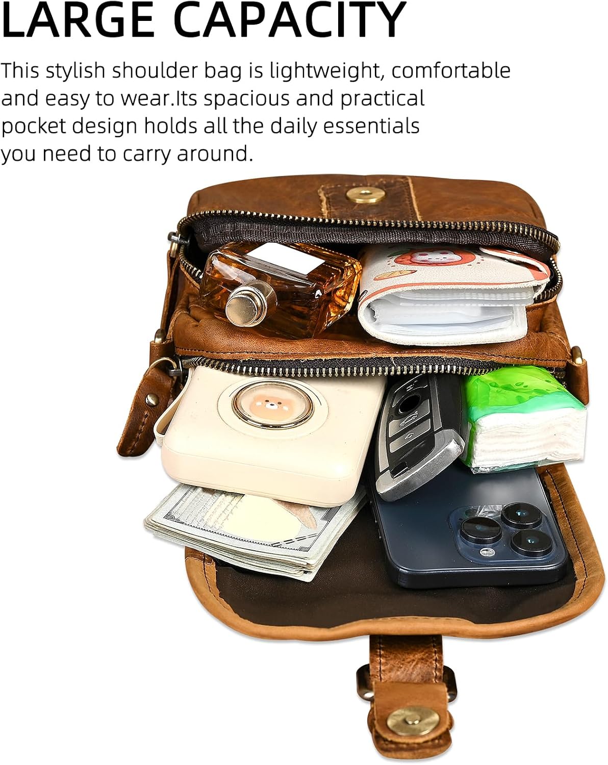 Water Resistant Canvas + Leather Hiking Riding Travel Fanny Waist Pack Small Phone Pouch For Men Women FB811-29 (1168 Brown)