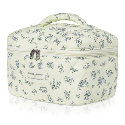 Gosect Large Makeup Bag, Cute Cosmetic Bag for Women Girls, Floral Coquette Aesthetic Toiletry Bag, Travel Make Up Organizer Bag (BDLH)