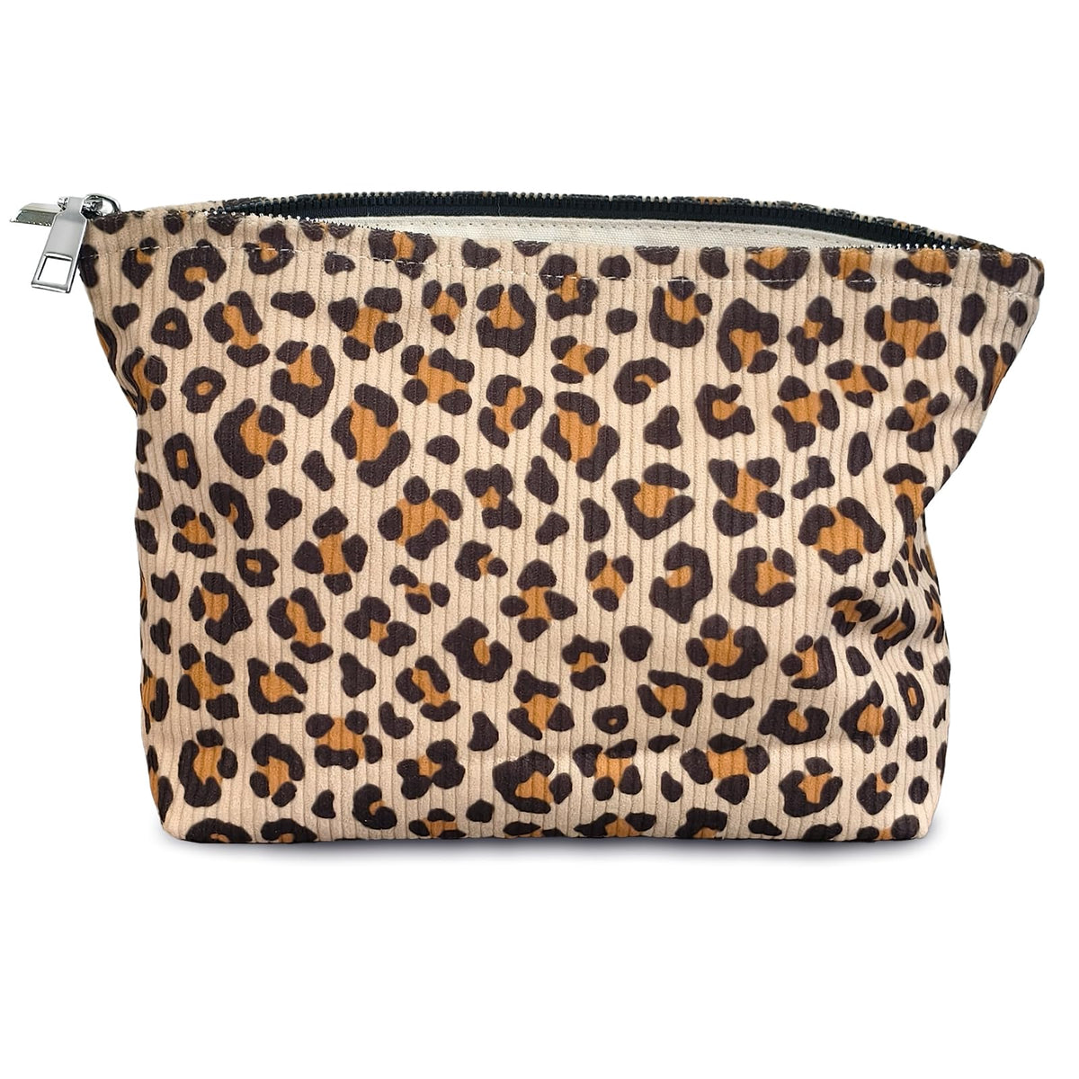STARDW Leopard Makeup Bag Organizer Cosmetic Bags for Women and Girls,Travel Toiletry Bag Large Capacity Canvas Makeup Zipper Pouch, Purse Organizer Pouches (Brown Leopard)