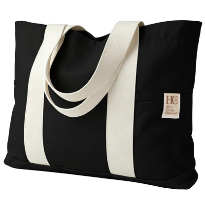 Large Reusable Grocery Bags with Pockets, Heavy Duty Canvas Tote.