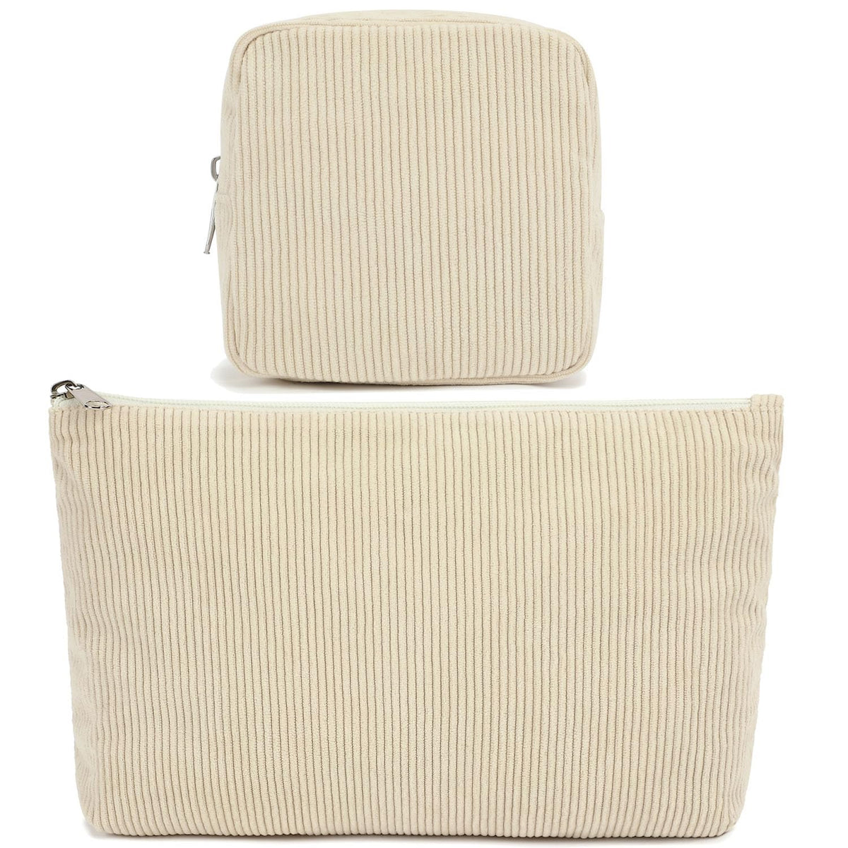 Fammart Checkered Makeup Bag, Corduroy Travel Cosmetic Bag Organizer Toiletry Bag Make Up Bags with Zipper & Compartments for Women Girls