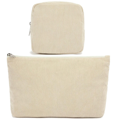 Fammart Checkered Makeup Bag, Corduroy Travel Cosmetic Bag Organizer Toiletry Bag Make Up Bags with Zipper & Compartments for Women Girls