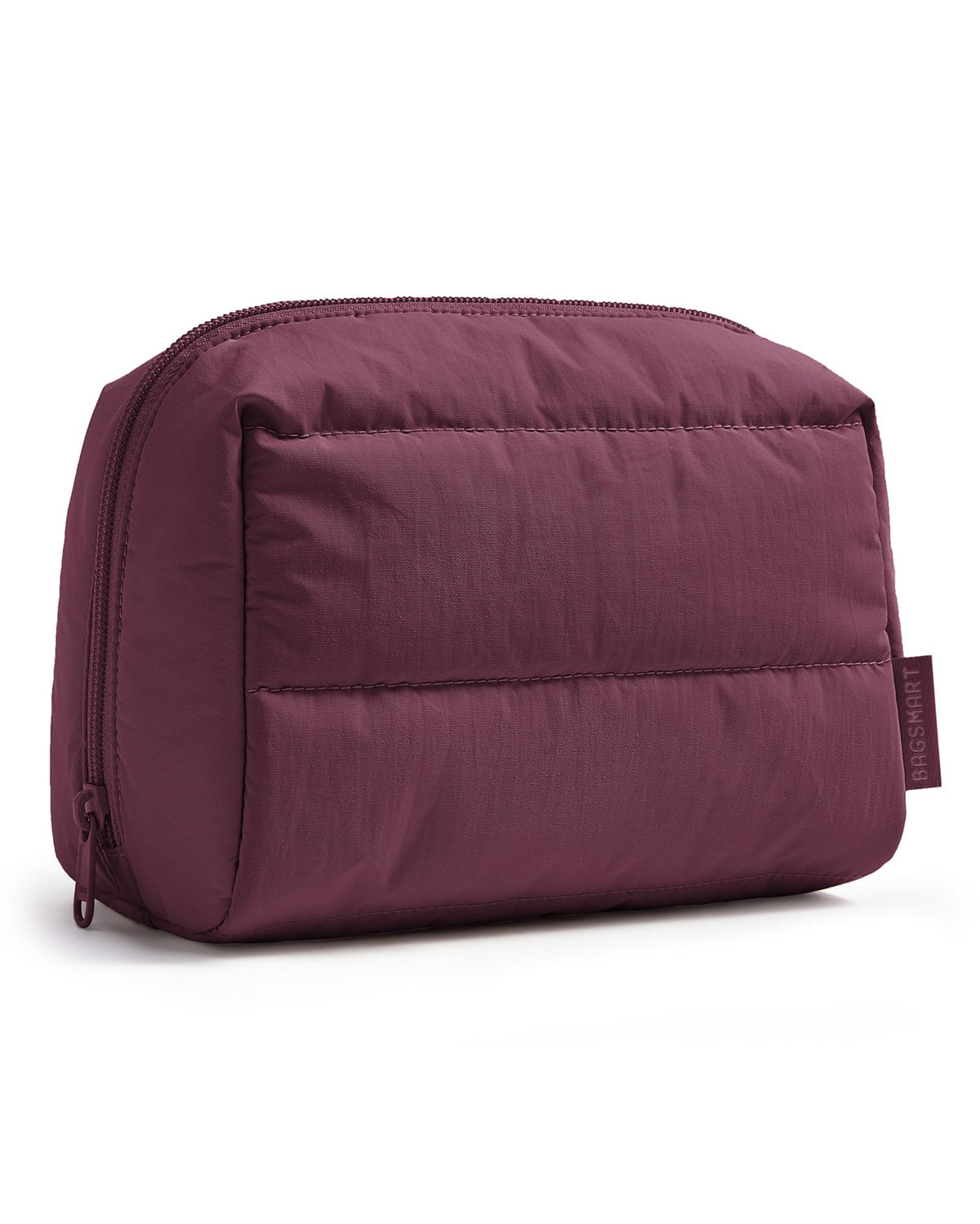 BAGSMART Small Makeup Bag, Puffy Wide-open Zipper Cosmetic Pouch, Pink