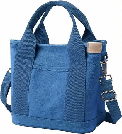 Small Tote Bag with Zipper, Canvas Multi-Pocket Crossbody Bag Shoulder Bag Satchel Hobo Bag