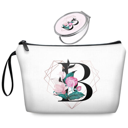 Initial G Bride Gifts for Women – Personalized Letter G Travel Makeup Bag Set with Mirror, Monogram G Cosmetic Pouch for Bridesmaid Maid of Honor Wedding Bridal Shower