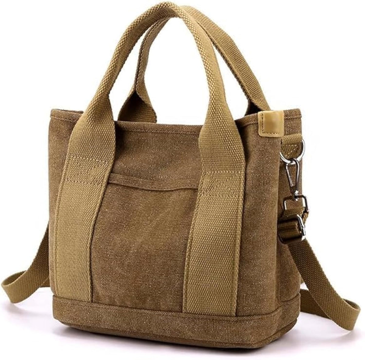 Small Tote Bag with Zipper, Canvas Multi-Pocket Crossbody Bag Shoulder Bag Satchel Hobo Bag