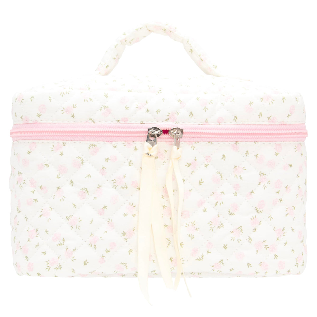 Quilted Makeup Bag for Women, Travel Cosmetic&Toiletry Bag,Gauze Heart