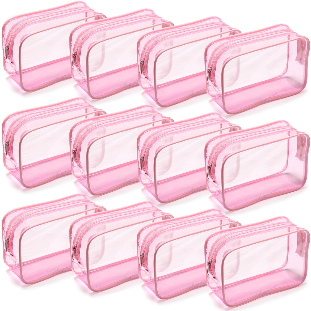 Weewooday 12 Pcs Clear Cosmetic Bags PVC Zipper,None