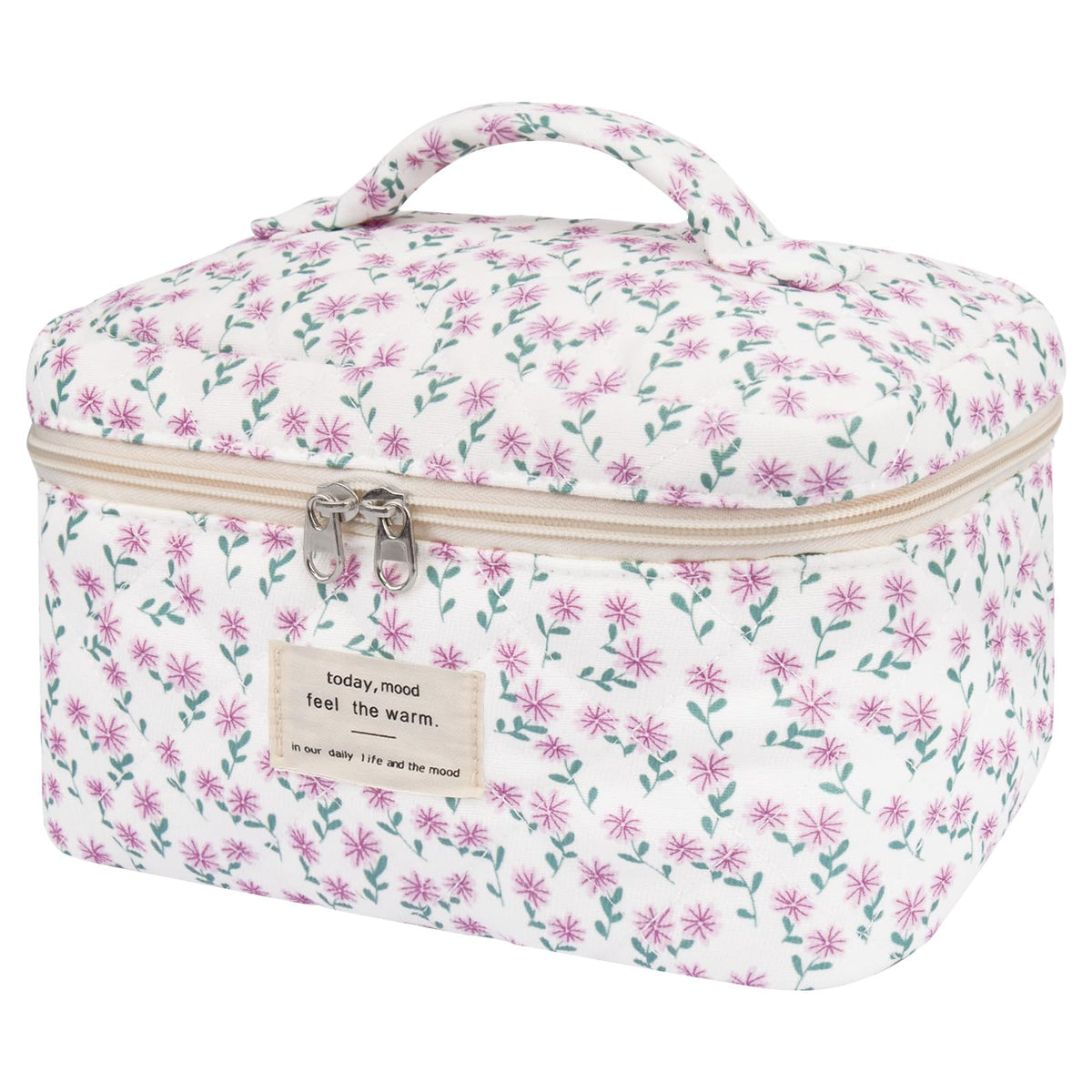 Gosect Large Makeup Bag, Cute Cosmetic Bag for Women Girls, Floral Coquette Aesthetic Toiletry Bag, Travel Make Up Organizer Bag (BDLH)
