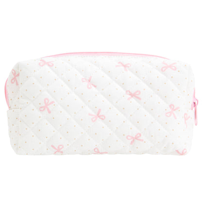 PAZIMIIK Small Quilted Makeup Bag,Zipper Cosmetic Pouch,Grey Floral