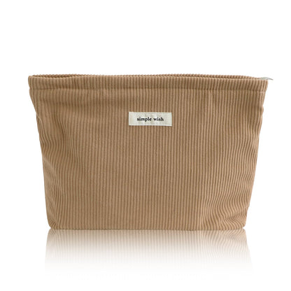 Wudygirl Makeup Bag for Women Travel Cosmetic Bag 10.5"x7.5" Beige