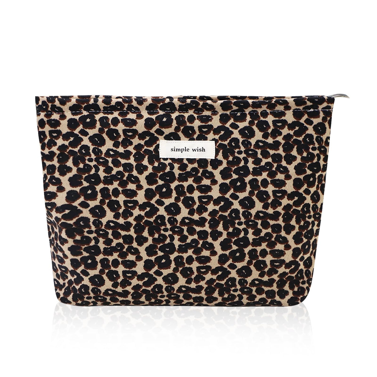 Wudygirl Makeup Bag for Women Travel Cosmetic Bag 10.5"x7.5" Beige