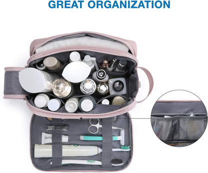 BAGSMART Toiletry Bag for Men, Travel Toiletry Organizer Dopp Kit Water-resistant Shaving Bag for Toiletries Accessories, Door Room Essentials,Pink-medium