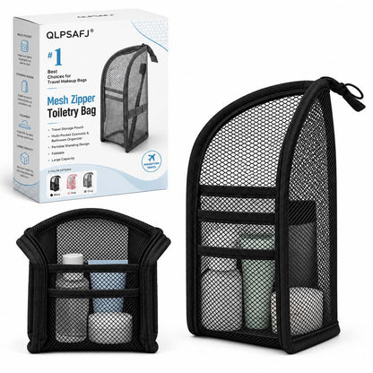 Mesh Zipper Toiletry Bag for Travel Storage Pouch Multi-pocket Travel Cosmetic Bathroom Count Hanging Organizer Portable Standing Makeup Foldable Clear Waterproof EVA Large Capacity(2pc-c)