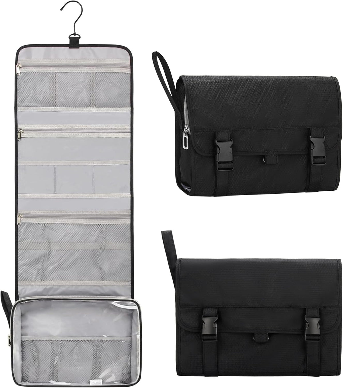 Relavel Travel Toiletry Bag for Men, Large Hanging Toiletries Bag - Black