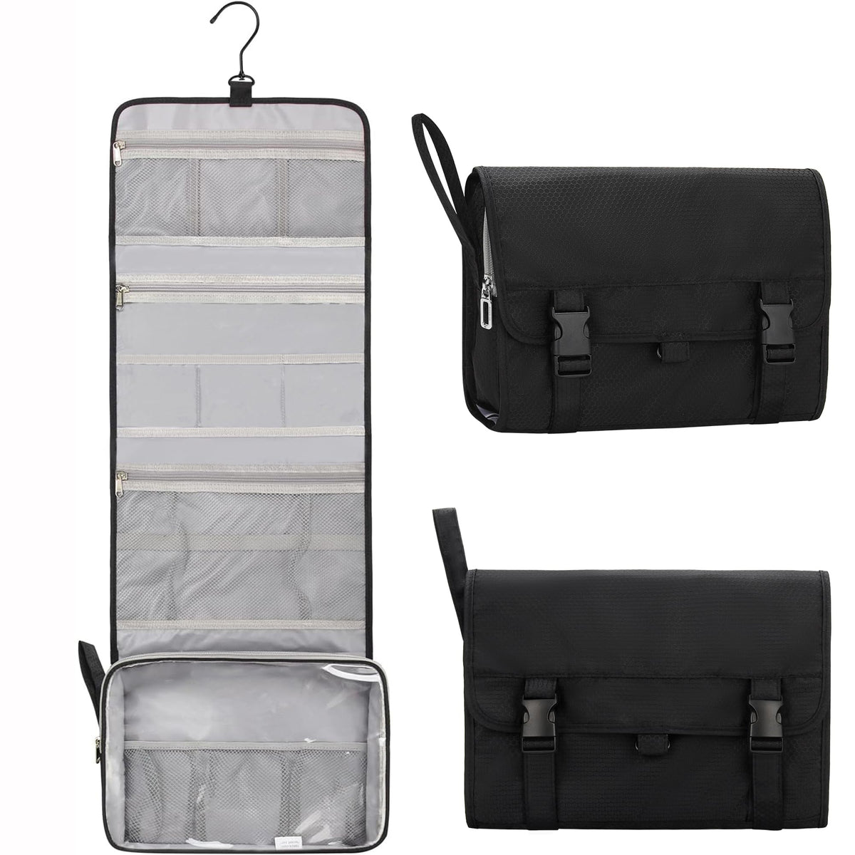 Relavel Travel Toiletry Bag for Men, Large Hanging Toiletries Bag - Black