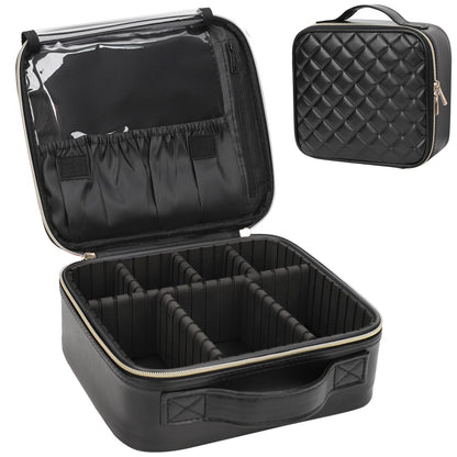 Relavel Makeup Bag Travel Train Case Cosmetic Organizer with Divider, Black